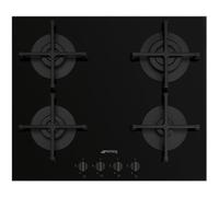 Smeg Plaque de cuisson à gaz PV264B – 4 foyers – Verre noir semi-affleurant