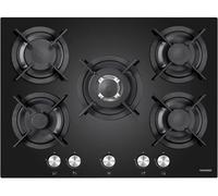Plaque gaz TGV5C, 70 cm, 5 foyers , verre noir