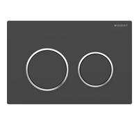 Plaque Geberit Omega20 ronde DT noir mat laqué facile net chromé brillant - GEBERIT 115.085.14.1