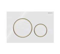 Geberit Plaque d'actionnement Sigma 20 115882KK1 ronde – rinçage à 2 quantités – blanc / plaqué or