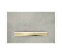 Plaque Geberit Sigma50 Carrée Effet Béton / Laiton Double Bouton | 115.672.JV