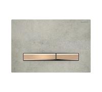 Plaque Geberit Sigma50 Carrée Effet Béton / Or Rouge Double Bouton | 115.670