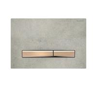 Plaque Geberit Sigma50 Carrée Effet Béton / Or Rouge Double Bouton | 115.670