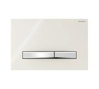 Plaque Geberit Sigma50 Carrée Effet Verre Gris Sable / Chrome Double Bouton