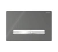 Plaque Geberit Sigma50 Carrée Verre Fumé Miroir / Chromé Double Bouton | 115