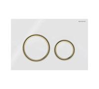 Plaque Geberit Sigma50 RouVitre Blanc / Laiton Double Bouton | 115.652.SI.1 V