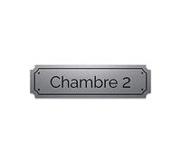 Plaque gravée autocollante 14,5x4cm Chambre 2 fond alu brossé