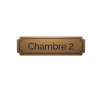 Plaque gravée autocollante 14,5x4cm Chambre 2 fond Or brossé