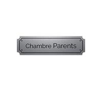 Plaque gravée autocollante 14,5x4cm Chambre parent fond alu brossé