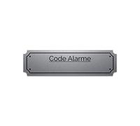 Plaque gravée autocollante 14,5x4cm Code alarme fond alu brossé