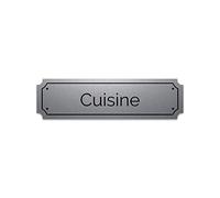 Plaque gravée autocollante 14,5x4cm Cuisine Fond alu brossé