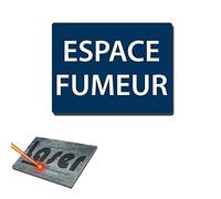 Plaque gravée autocollante 20x15 cm "Espace fumeur" fond bleu