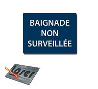 Plaque gravée autocollante 20x15cm "Baignade non surveillée" fond bleu