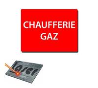 Plaque gravée autocollante 20x15cm "Chaufferie gaz" fond rouge