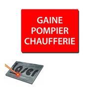 Plaque gravée autocollante 20x15cm "gaine pompier chaufferie" fond rouge