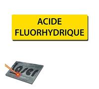 Plaque gravée autocollante 30x10 cm "Acide fluorhydrique" fond jaune