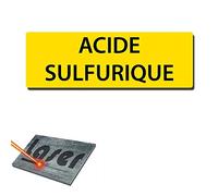 Plaque gravée autocollante 30x10 cm "Acide sulfurique" fond jaune