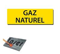 Plaque gravée autocollante 30x10 cm "Gaz naturel" fond jaune