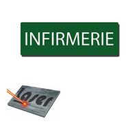 Plaque gravée autocollante 30x10 "Infirmerie" fond vert