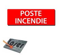 Plaque gravée autocollante 30x10 "Poste incendie" fond rouge