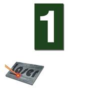 Plaque gravée autocollante 5x8cm Numéro de rue "1" fond Vert