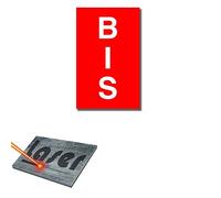 Plaque gravée autocollante 5x8cm Numéro de rue "BIS" fond Rouge