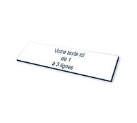 Plaque gravée Boite aux Lettres autocollante 10x2,5cm STANDARD personnalisable - 1 à 3 lignes sans frais supplémentaires blanc écriture bleue