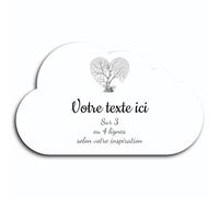 Plaque gravée funéraire motif Arbre cœur autocollante modèle nuage (20x12 cm) personnalisée 1 à 3 lignes Blanc écriture Noire
