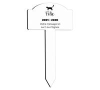Plaque gravée funéraire pour animaux de compagnie motif Silhouette de chat, à planter 25x14 cm personnalisée 1 à 3 lignes Blanc écriture Noire