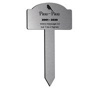 Plaque gravée funéraire pour animaux de compagnie motif Silhouette d'oiseau, à planter 25x14 cm personnalisée 1 à 3 lignes Alu Brossé