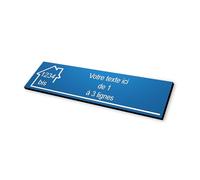 Plaque gravée motif MAISON pour Boite aux Lettres autocollante 10x2,5cm STANDARD personnalisable - 1 à 3 lignes sans frais supplémentaires + Numéro - bleu foncé