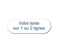 Plaque gravée personnalisée 1 à 2 lignes 12x4cm autocollante Blanc écriture Bleue