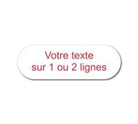 Plaque gravée personnalisée 1 à 2 lignes 12x4cm autocollante Blanc écriture Rouge