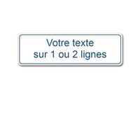 Plaque gravée personnalisée 1 ou 2 lignes 13x4cm autocollante Blanc écriture Bleue