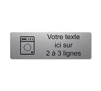 Plaque gravée personnalisée autocollante Logo Machine à Laver - 20x6.5 cm personnalisée 1 à 3 Lignes Alu Brossé