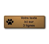 Plaque gravée personnalisée autocollante logo pattes de chien personnalisable - 13x4 cm Or Brossé