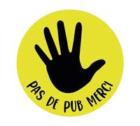 Plaque gravée pour boite aux lettres Pas de Pub Merci autocollante 8x8cm Jaune