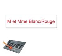 Plaque gravée pour nom boîte aux lettres autocollante 10x2,5cm personnalisée 1 à 3 lignes Blanc écriture Rouge