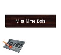 Plaque gravée pour nom boîte aux lettres autocollante 10x2,5cm personnalisée 1 à 3 lignes Bois