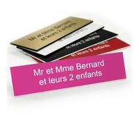Plaque gravée pour nom boîte aux lettres autocollante 10x2,5cm personnalisée 1 à 3 lignes Rose