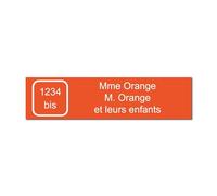 Plaque gravée pour nom et numéro boîte aux lettres autocollante 10x2,5cm personnalisée 1 à 3 lignes Orange