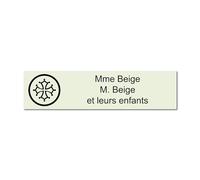 Plaque gravée pour nom et numéro boîte aux lettres Croix Occitane autocollante 10x2,5cm personnalisée 1 à 3 lignes Beige