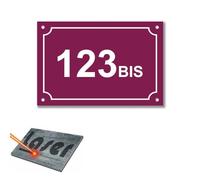 Plaque gravée pour numéro de rue autocollante 15x10cm personnalisée Bordeaux