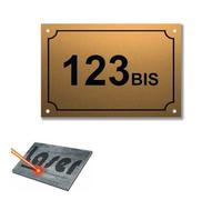 Plaque gravée pour numéro de rue autocollante 15x10cm personnalisée Or Brossé