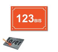 Plaque gravée pour numéro de rue autocollante 15x10cm personnalisée Orange