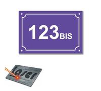 Plaque gravée pour numéro de rue autocollante 15x10cm personnalisée Violet