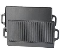 Plaque-gril de cuisson réversible en fonte - 51 x 23,5 cm [Rosenstein & Söhne] Noir, Rectangulaire
