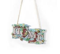 Plaque HOME Peinture Diamant Pour Maison 20x28 cm Panneau Mural à Suspendre Signalisation Pancarte Décoration Murale Pour Porte d'entrée Bienvenue Décoration de Porte Porche de Ferme Avec Boîte