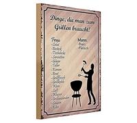 Plaque humoristique en bois | Choses dont vous avez besoin pour griller | Décoration rétro pour barbecue | 30 cm x 40 cm