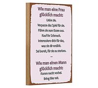 Plaque humoristique en bois | Comment rendre une femme heureuse | Idée cadeau | 12 cm x 18 cm